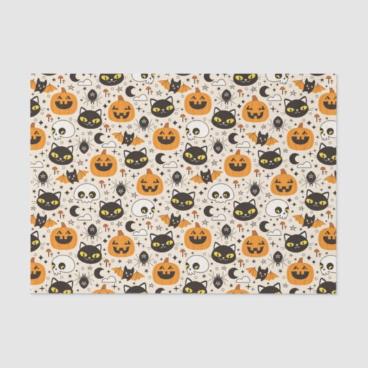 Papier Mousseline Motif d'Halloween rétro (Recto)