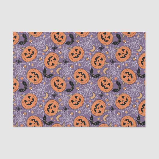 Papier Mousseline Motif d'Halloween violet Jack-O-lanterne (Recto)