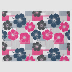 Papier Mousseline Motif d'Hibiscus Tropical de Bord de Mer (13)
