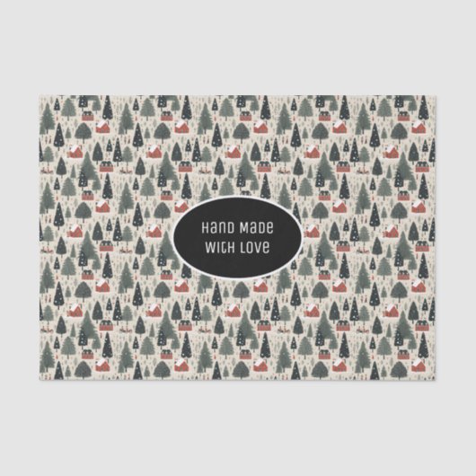 Papier Mousseline Motif d'hiver Noël Vintage (Recto)