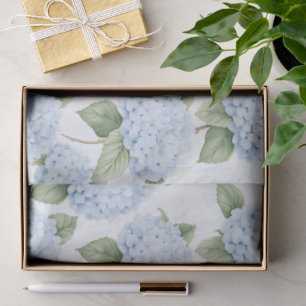 Papier Mousseline Motif d'hortensia bleu aquarelle botanique florale