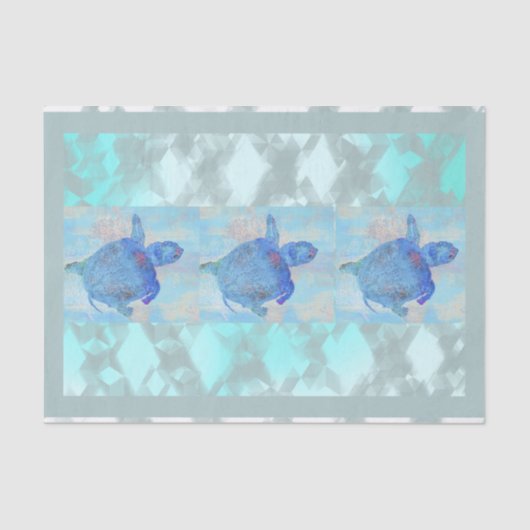 Papier Mousseline Motif diamant avec tortues (Recto)