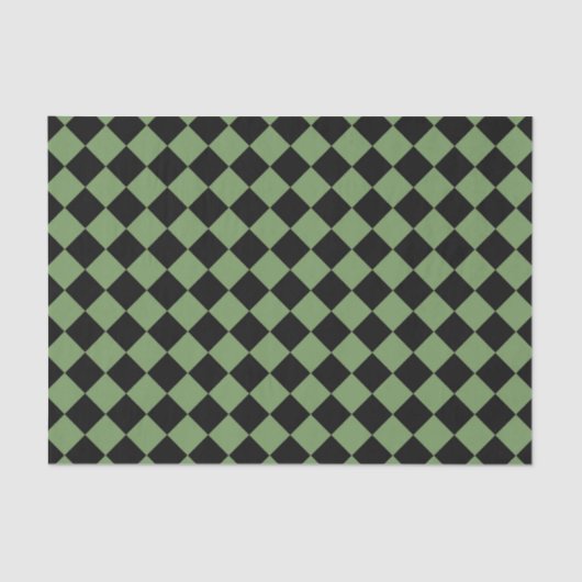 Papier Mousseline Motif diamant de Black Checker vert (Recto)
