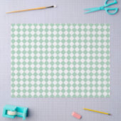 Papier Mousseline Motif diamant Green White Checker (Artisanat)