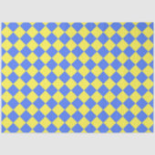 Papier Mousseline Motif diamant jaune Checker bleu (Recto)