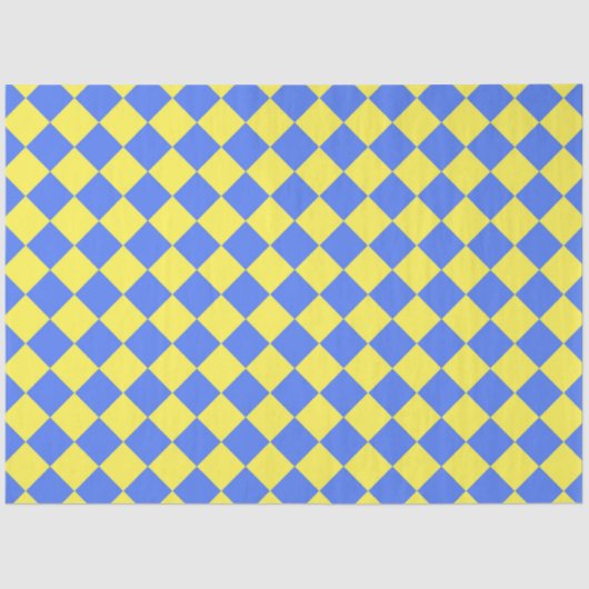 Papier Mousseline Motif diamant jaune Checker bleu (Recto)