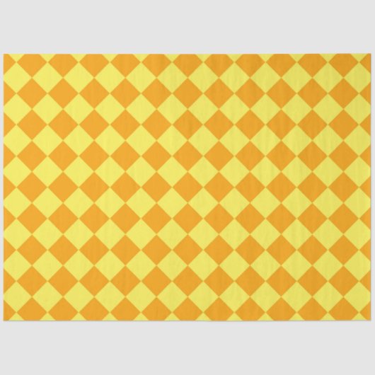 Papier Mousseline Motif diamant orange jaune Checker (Recto)