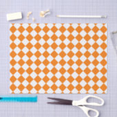Papier Mousseline Motif diamant Orange White Checker (Artisanat)