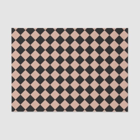 Papier Mousseline Motif diamant rose noir Checker (Recto)