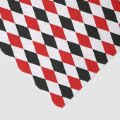 Papier Mousseline Motif diamant rouge blanc arlequin noir (Détail)