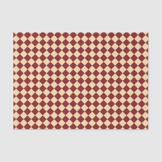Papier Mousseline Motif diamant rouge jaune Checker (Recto)