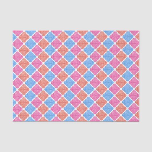 Papier Mousseline Motif diamants patchwork orné (Recto)