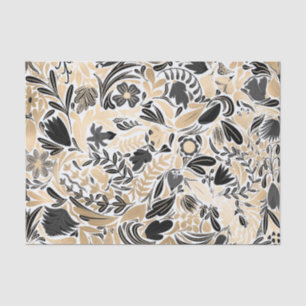 Papier Mousseline Motif d'illustration de Feuilles floraux noirs d'o