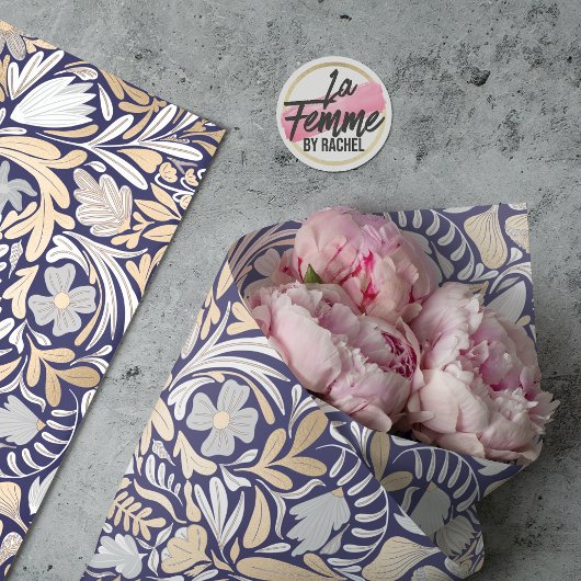 Papier Mousseline Motif d'illustration de la feuille florale blanche