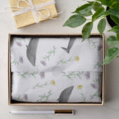 Papier Mousseline Motif d'illustration printanière de baleine bleue  (Cadeau)