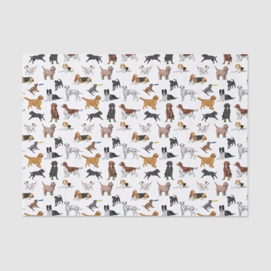 Papier Mousseline Motif d'illustrations de chiens mignons (Recto)