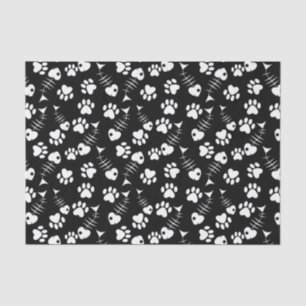 Papier Mousseline motif d'impression de chat d'os de poissons