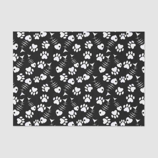 Papier Mousseline motif d'impression de chat d'os de poissons (Recto)