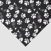 Papier Mousseline motif d'impression de chat d'os de poissons (Détail)
