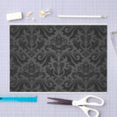 Papier Mousseline Motif d'impression en damas noir (Artisanat)