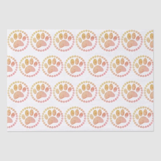 Papier Mousseline Motif D'Impression Paw Et Round Frame Dog (Recto)