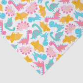 Papier Mousseline Motif Dinosaur rose et Turquoise (Détail)