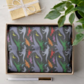 Papier Mousseline Motif Dinosaure coloré (foncé) (Cadeau)