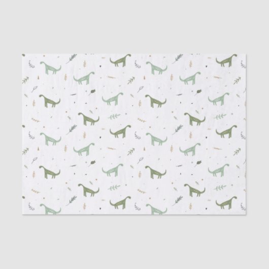 Papier Mousseline Motif Dinosaure Vert (Recto)