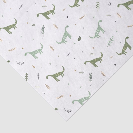 Papier Mousseline Motif Dinosaure Vert (Détail)