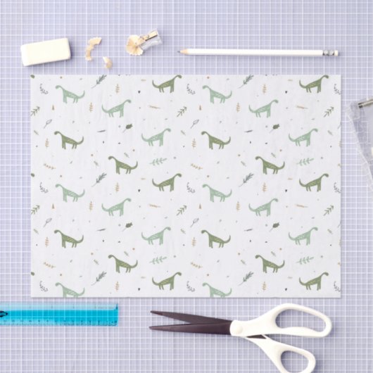 Papier Mousseline Motif Dinosaure Vert (Artisanat)