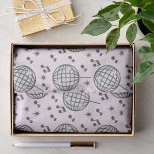 Papier Mousseline Motif Disco Balls and Music Notes
