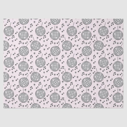 Papier Mousseline Motif Disco Balls and Music Notes (Recto)