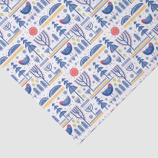 Papier Mousseline Motif d'oiseau d'hiver d'art populaire (Détail)