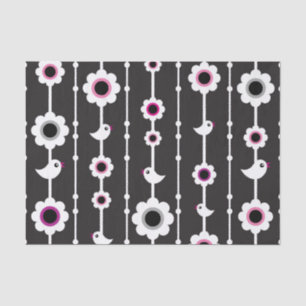 Papier Mousseline motif d'oiseau et de fleurs