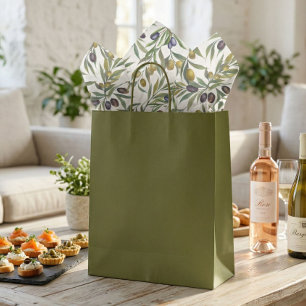 Papier Mousseline Motif d'olive de campagne française à l'aquarelle
