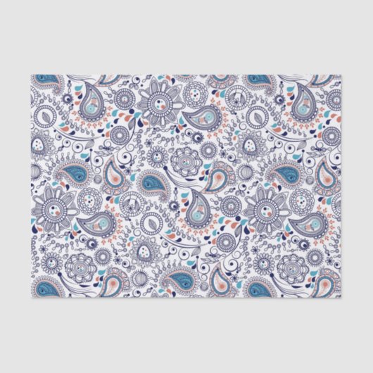 Papier Mousseline Motif Doodle Paisley (Recto)