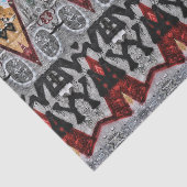 Papier Mousseline Motif d'or noir gris-rouge autochtone (Détail)