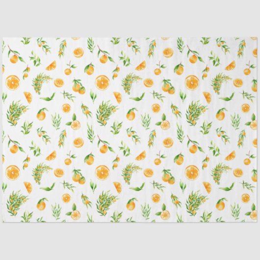 Papier Mousseline Motif d'oranges et de feuillage (Recto)