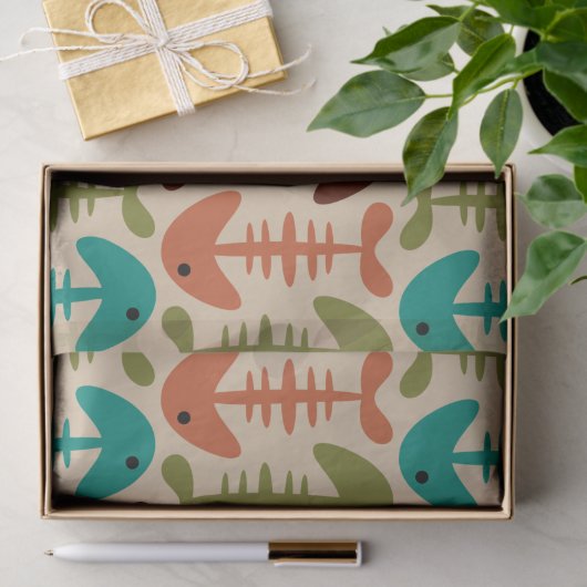 Papier Mousseline Motif d'os de poisson mignon (Cadeau)