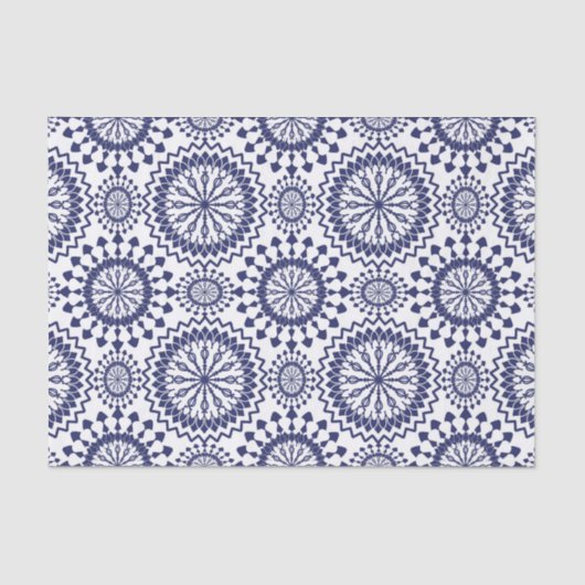 Papier Mousseline Motif du cercle blanc bleu marine (Recto)