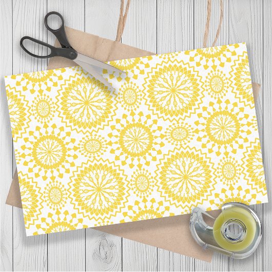 Papier Mousseline Motif du cercle blanc jaune rustique