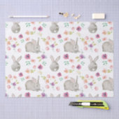Papier Mousseline Motif du chouette lapin de Pâques et des fleurs du (Artisanat)