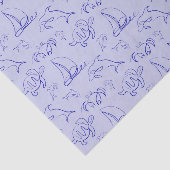 Papier Mousseline Motif d'une ligne d'animal marin et voilier  (Détail)