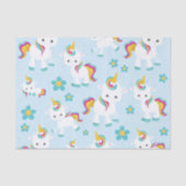 Papier Mousseline Motif D'Unicornes, De Mignons Unicornes, Fleurs (Recto)