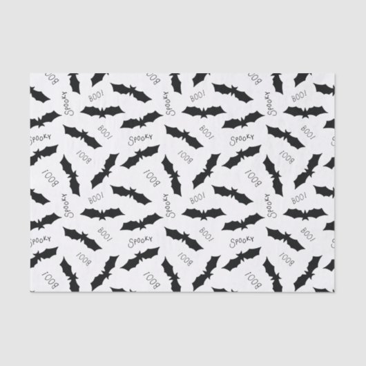 Papier Mousseline Motif Éffrayant Halloween Black Bat Boo (Recto)