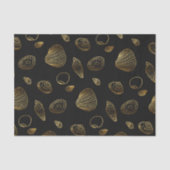 Papier Mousseline Motif élégant Black Gold Seashells (Recto)