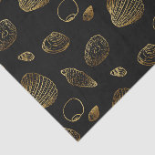 Papier Mousseline Motif élégant Black Gold Seashells (Détail)