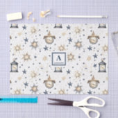 Papier Mousseline Motif Elegant Blue & Gold (4) (Artisanat)