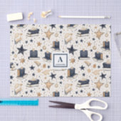 Papier Mousseline Motif Elegant Blue & Gold (7) (Artisanat)