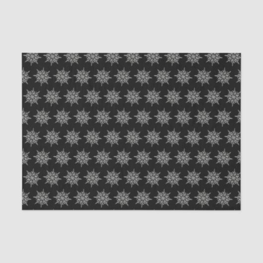 Papier Mousseline Motif élégant de cristaux de glace sur fond noir (Recto)